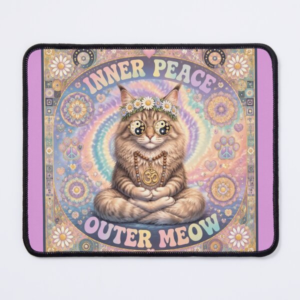 Item preview, Inner Peace Outer Meow | Hippie Maine Coon Cat | Yoga Zen Kitty | Tie Dye Mandala designed and sold by Natalia-Vlad.
