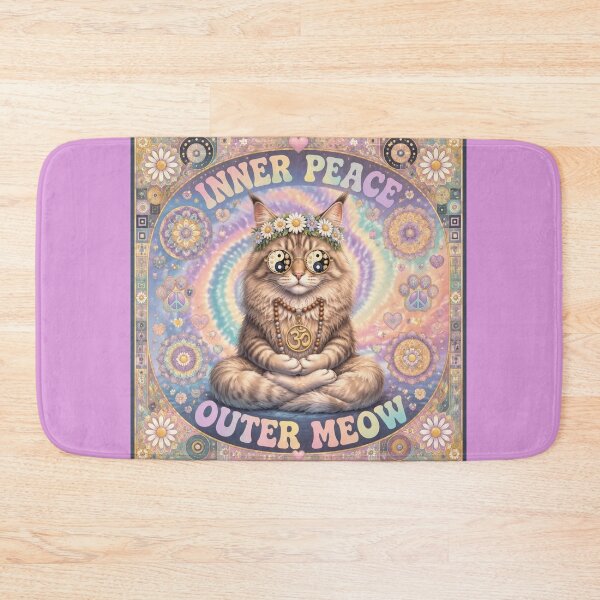 Item preview, Inner Peace Outer Meow | Hippie Maine Coon Cat | Yoga Zen Kitty | Tie Dye Mandala designed and sold by Natalia-Vlad.