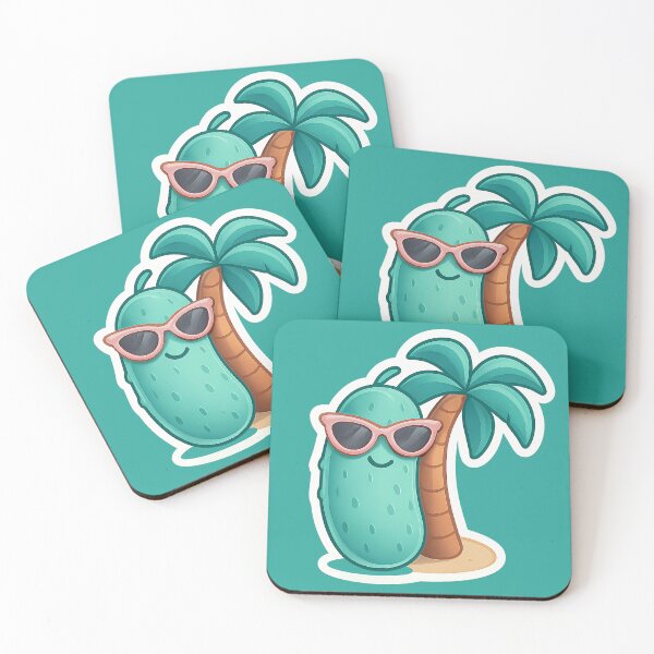 Item preview, Chilling Summer Beach Pickle with Sunglasses and Palm Tree Kawaii designed and sold by Basma Designs | Funny Shirts, Stickers & Mugs.