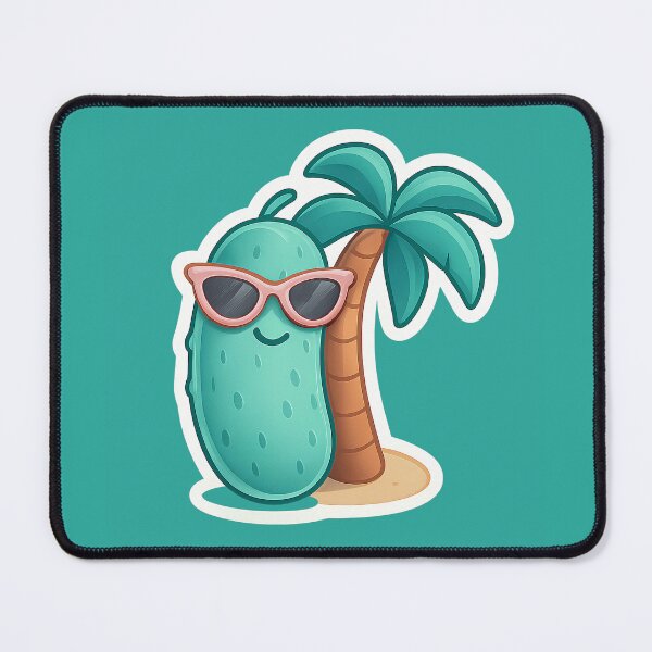 Item preview, Chilling Summer Beach Pickle with Sunglasses and Palm Tree Kawaii designed and sold by Basma Designs | Funny Shirts, Stickers & Mugs.