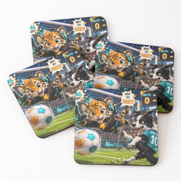 Item preview, NeoTig vs Border Collie | Epic Soccer Goalkeeper Showdown | Cute Sports Animal Art designed and sold by NeoTigLuna.