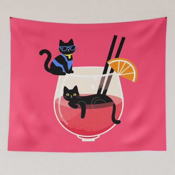 Item preview, Cool Cats Cocktail Party: Cute Black Cats Summer Drink Art designed and sold by BLUESKY11a.