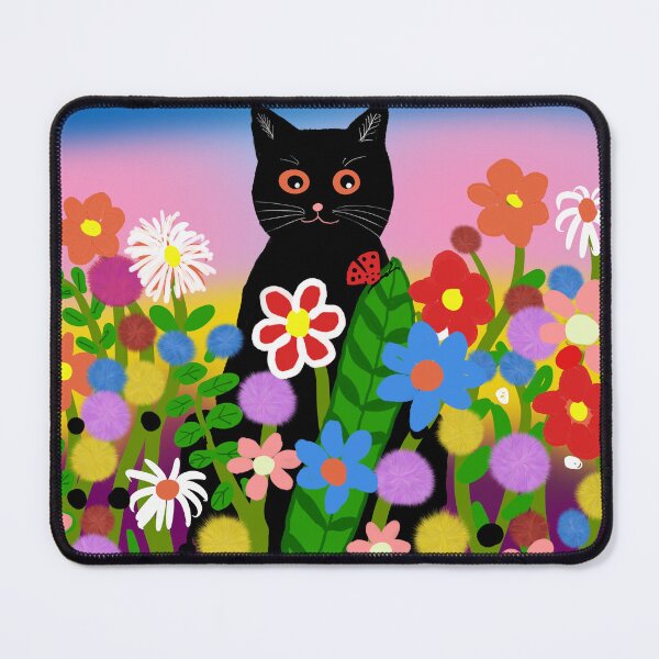 Item preview, Black Cat in Colorful Garden designed and sold by Elaine M Hayward .