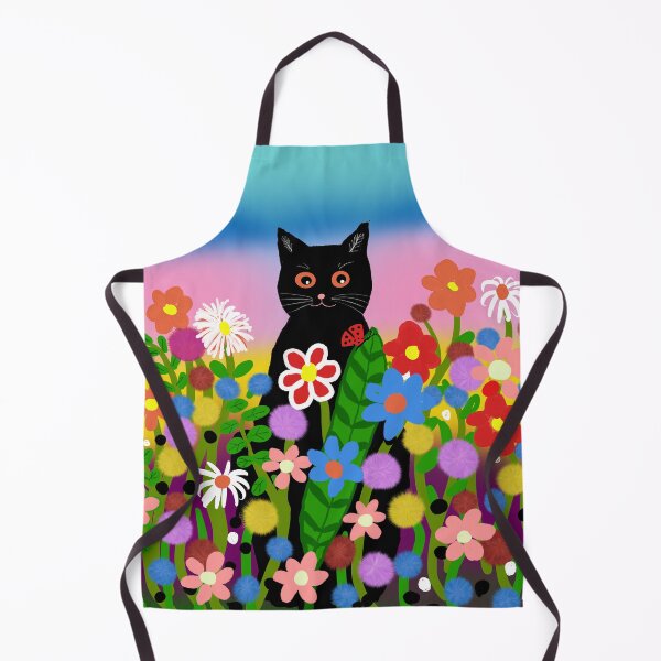 Item preview, Black Cat in Colorful Garden designed and sold by Elaine M Hayward .
