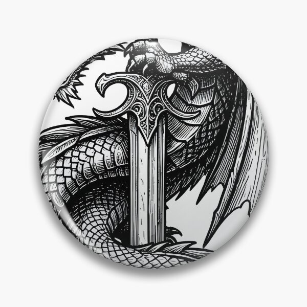 Item preview, Gothic Dragon Wrapped Around Sword Lineart Art designed and sold by KCasual.