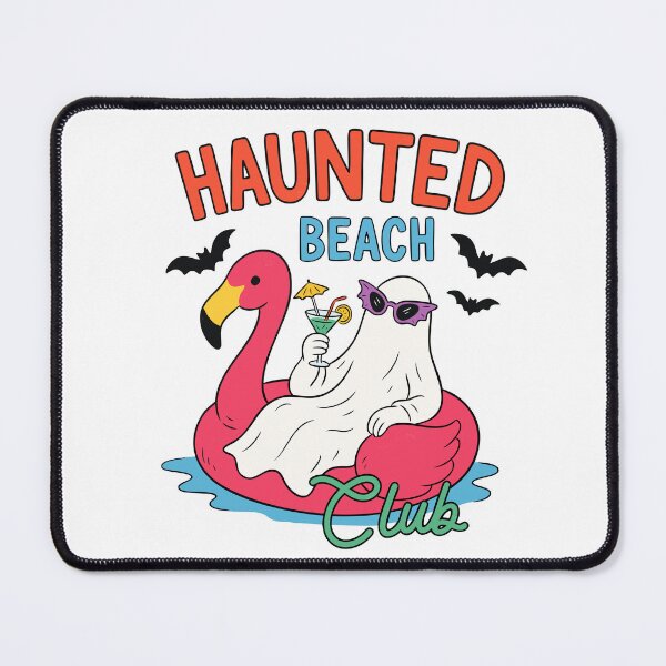 Item preview, Spooky Summer Ghost on Pink Flamingo Pool Float Funny Halloween Cocktail Design designed and sold by Snifferius.