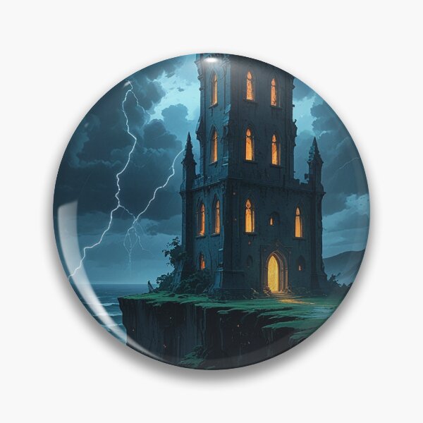 Item preview, Gothic Tower Stormy Cliff Fantasy designed and sold by ArtByih.
