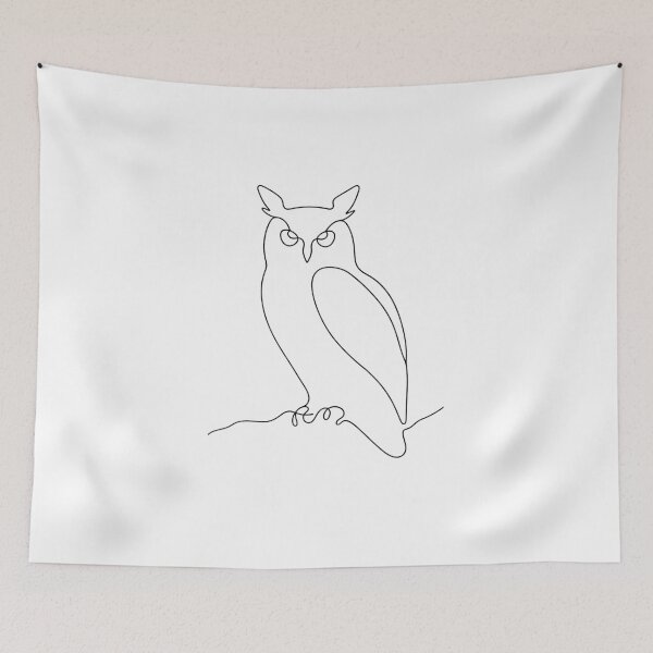 Item preview, Great Horned Owl Minimal One Line Art Design designed and sold by PawverseDesigns.
