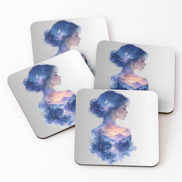 Item preview, Dreamy Nature Goddess Watercolor Silhouette designed and sold by  Mirai_Art  ⭐⭐⭐⭐.