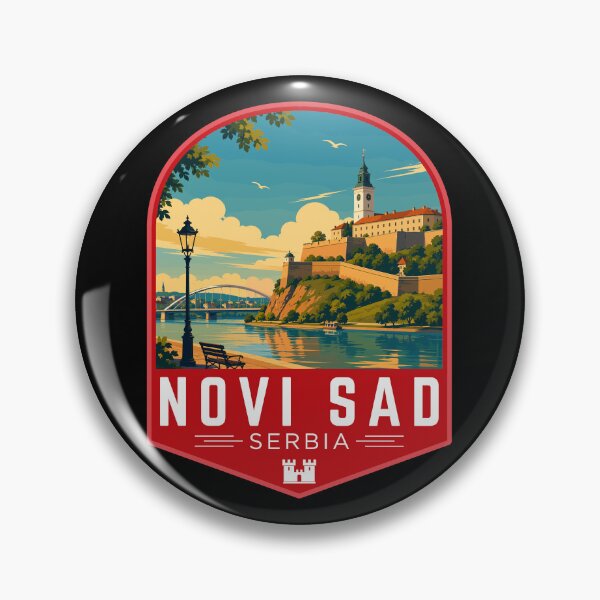 Item preview, Novi Sad in Serbia, Retro Travel Art Emblem designed and sold by MaateoDesign.