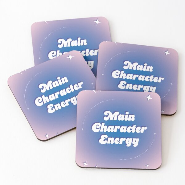 Item preview, Pink Blue Gradient Artwork Featuring "Main Character Energy" Quote Typography, Whimsical Posters & Designs designed and sold by SpringTeaDesigns.