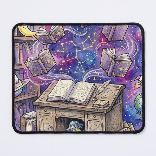 Item preview, Enchanted Cosmic Library | Magical Floating Books | Fantasy Reading Room | Celestial Book Lover Art designed and sold by Cosmic Doodle Co..