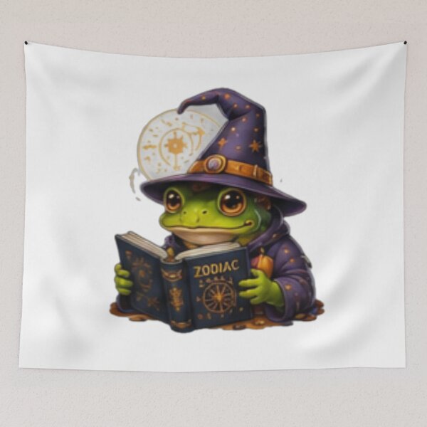 Item preview, Cute Zodiac Wizard Frog Reading Astrology Book designed and sold by DailyDoodlesBySumbul.