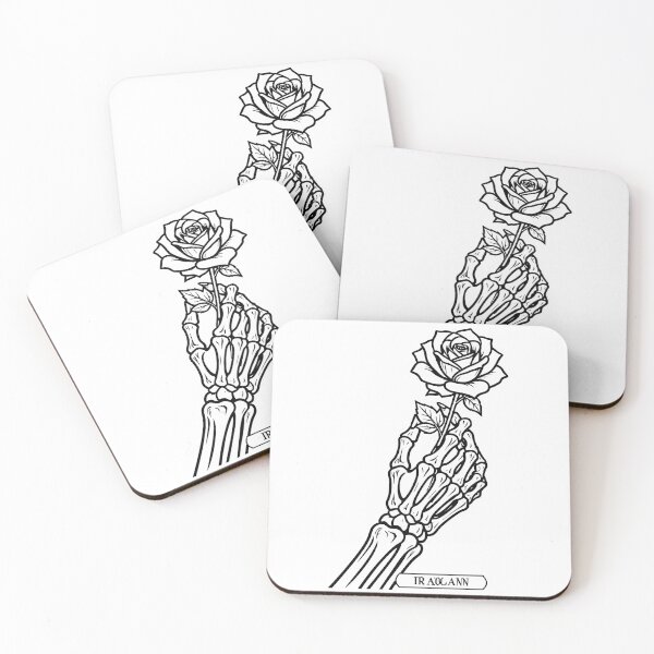 Item preview, Gothic Skeleton Hand Holding Rose Tattoo Lineart designed and sold by KCasual.