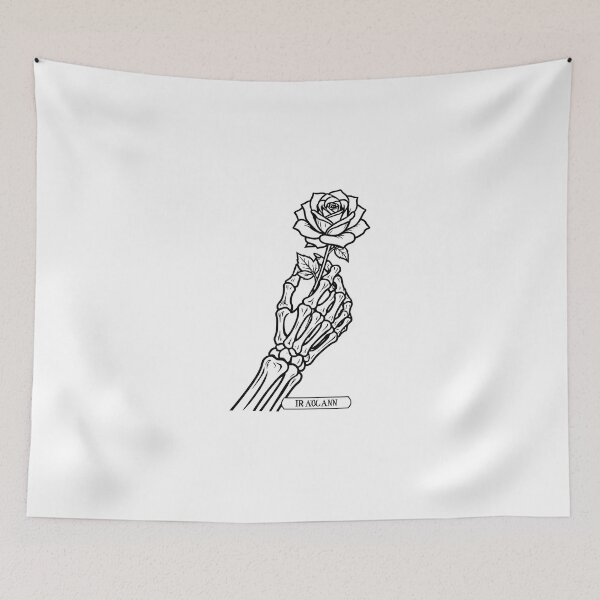 Item preview, Gothic Skeleton Hand Holding Rose Tattoo Lineart designed and sold by KCasual.