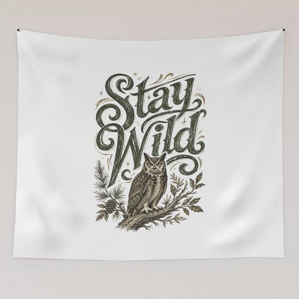 Item preview, Great Horned Owl Hand Lettering Vintage Design designed and sold by PawverseDesigns.