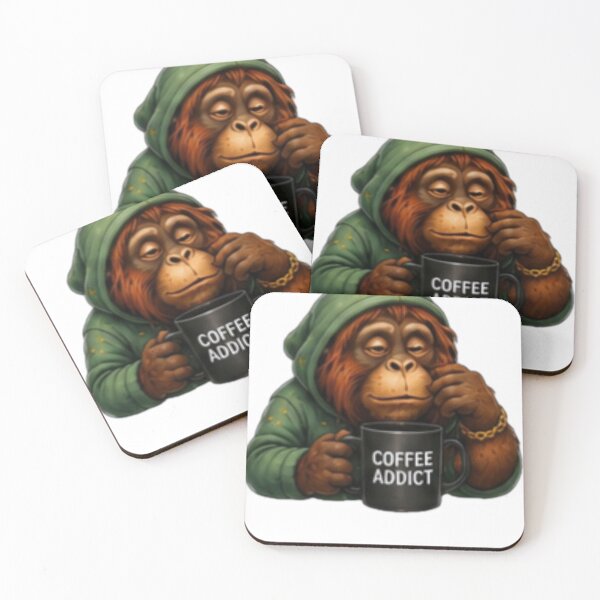 Item preview, Coffee Addict Orangutan Drinking Morning Coffee designed and sold by DailyDoodlesBySumbul.