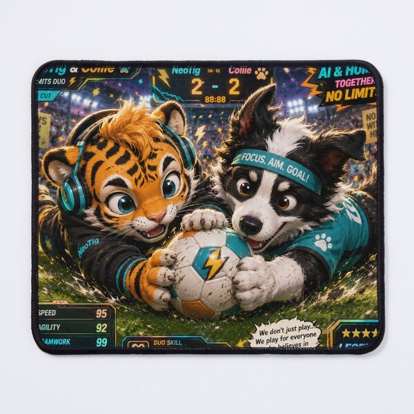 Item preview, NeoTig & Border Collie | Heart & Hustle | Legendary Soccer Duo Trading Card Art designed and sold by NeoTigLuna.