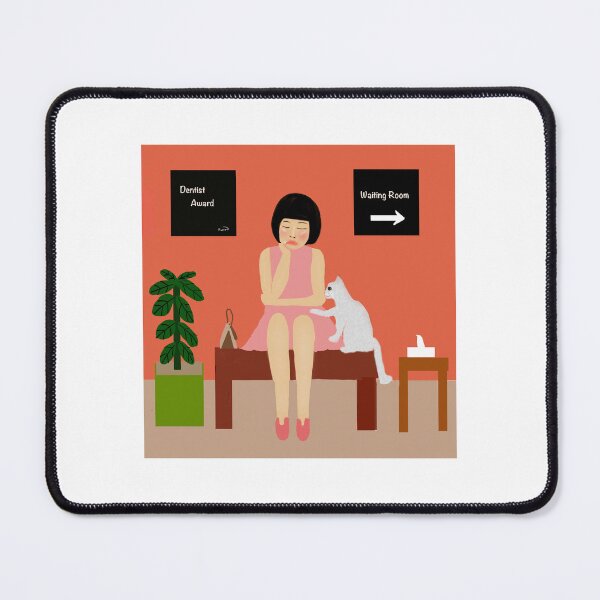Item preview, Woman and Cat in Waiting Room designed and sold by Elaine M Hayward .
