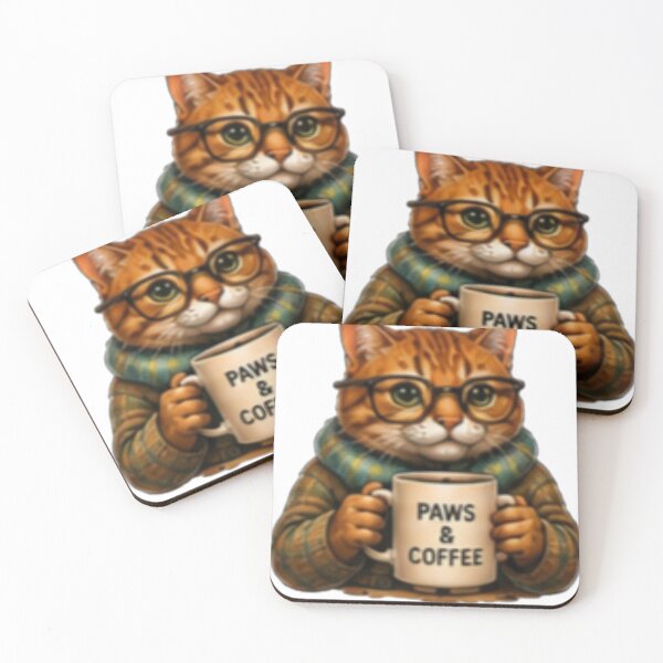Aperçu de l'œuvre Paws and Coffee Cute Cat Lover Design créée et vendue par DailyDoodlesBySumbul.