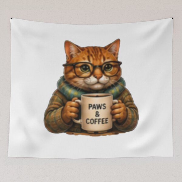 Item preview, Paws and Coffee Cute Cat Lover Design designed and sold by DailyDoodlesBySumbul.