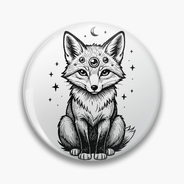 Item preview, Mystical Three Eyed Celestial Fox Gothic Lineart designed and sold by KCasual.