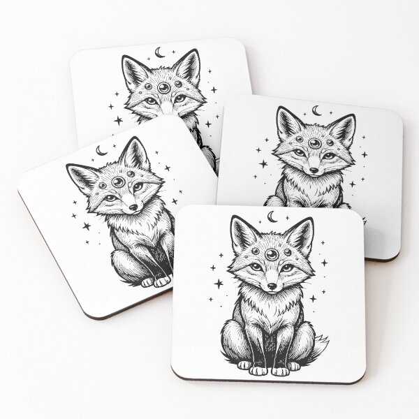 Item preview, Mystical Three Eyed Celestial Fox Gothic Lineart designed and sold by KCasual.