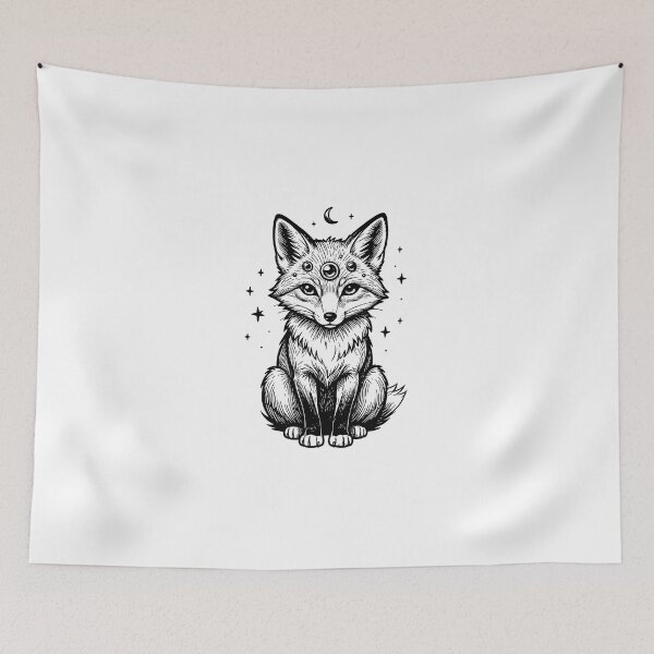Item preview, Mystical Three Eyed Celestial Fox Gothic Lineart designed and sold by KCasual.