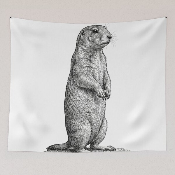 Item preview, Realistic high detail black and white prairie dog designed and sold by Minimalisticaly.