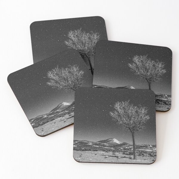 Item preview, Night Sky Puna Argentina – Stars Lone Tree Mountain Black and White Photo Astro designed and sold by Keltoi-art.