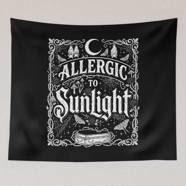 Item preview, Allergic To Sunlight Funny Gothic Vampire Halloween Dark Fantasy Design designed and sold by get55shirt.
