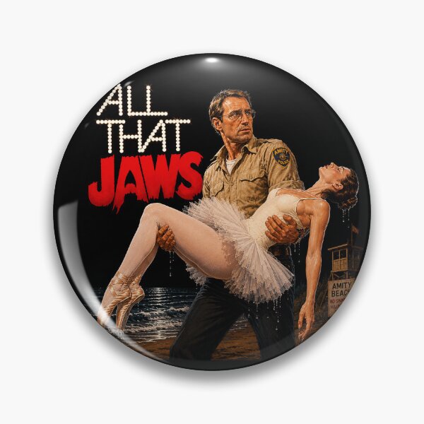 Item preview, All That Jaws | Vintage Movie Poster Parody | Chief Brody & Ballerina | 70s Film Mashup Art | Retro Cinema Gift designed and sold by DiamondSkyShirt.