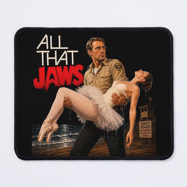 Item preview, All That Jaws | Vintage Movie Poster Parody | Chief Brody & Ballerina | 70s Film Mashup Art | Retro Cinema Gift designed and sold by DiamondSkyShirt.