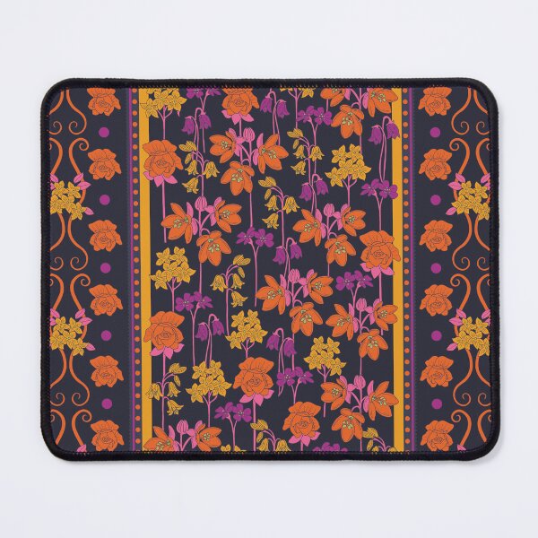 Item preview, Vintage Floral Scrollwork Stripe in Vibrant Purple and Orange designed and sold by somecallmebeth.