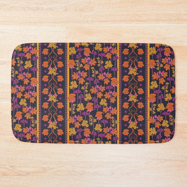 Item preview, Vintage Floral Scrollwork Stripe in Vibrant Purple and Orange designed and sold by somecallmebeth.