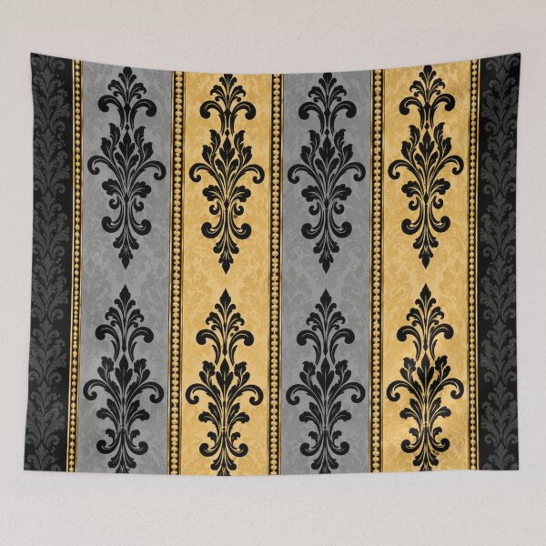 Item preview, Black, Gray & Gold Striped Damask designed and sold by DesignsByPrnces.