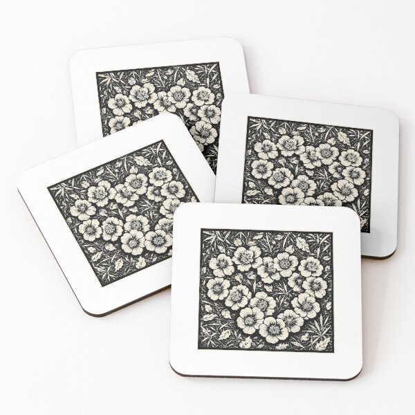 Item preview, Heart-Shaped Camellias | Botanical Linocut Flower Sticker & Postcard designed and sold by Linoluca.