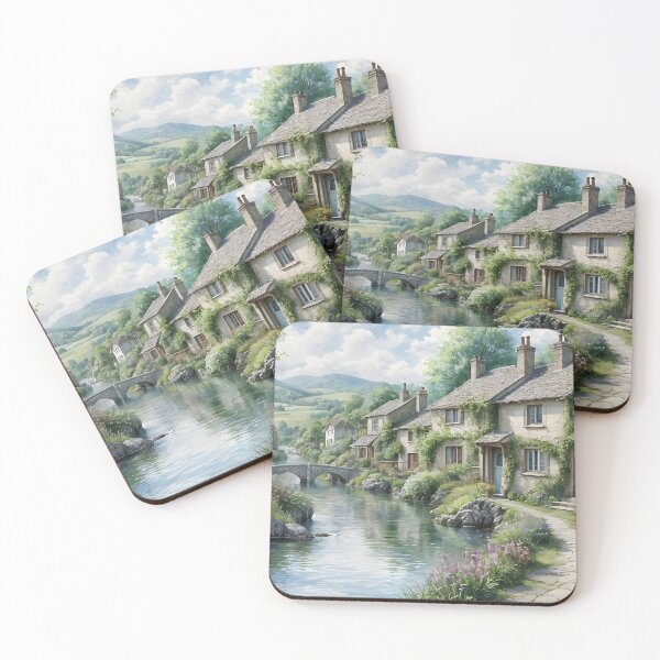 Item preview, Peaceful English Countryside Art | Riverside Cottage Landscape  designed and sold by Patricia Johnston.