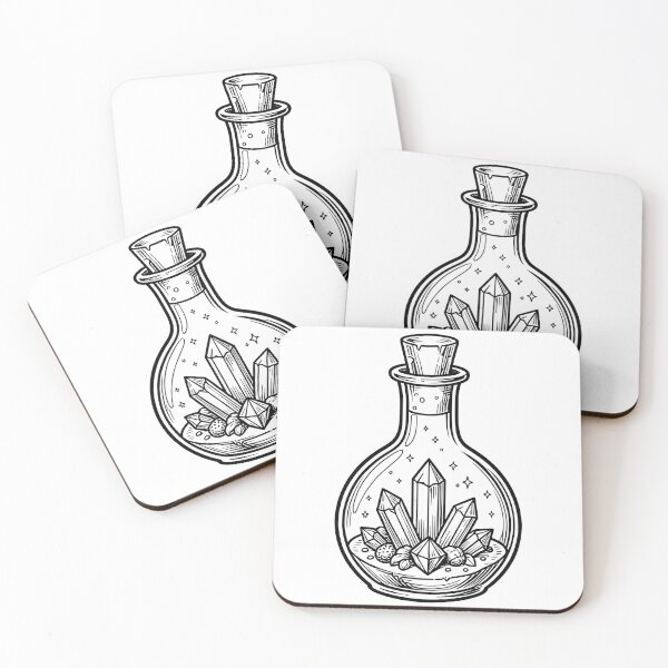 Item preview, Mystical Potion Bottle Crystals Gothic Lineart designed and sold by KCasual.