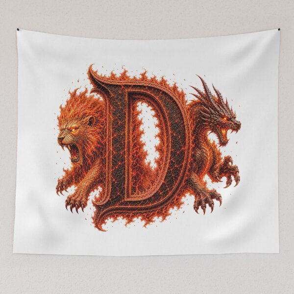 Item preview, Emberborn Zodiac Dragon-Leo Letter D designed and sold by BlissBlvdShop.