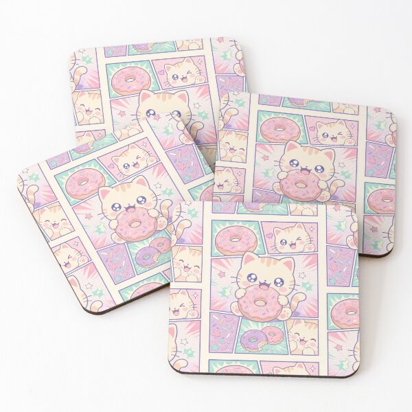 Item preview, Kawaii Kitten Donut Comic Panels designed and sold by Gift Phrase Studio.