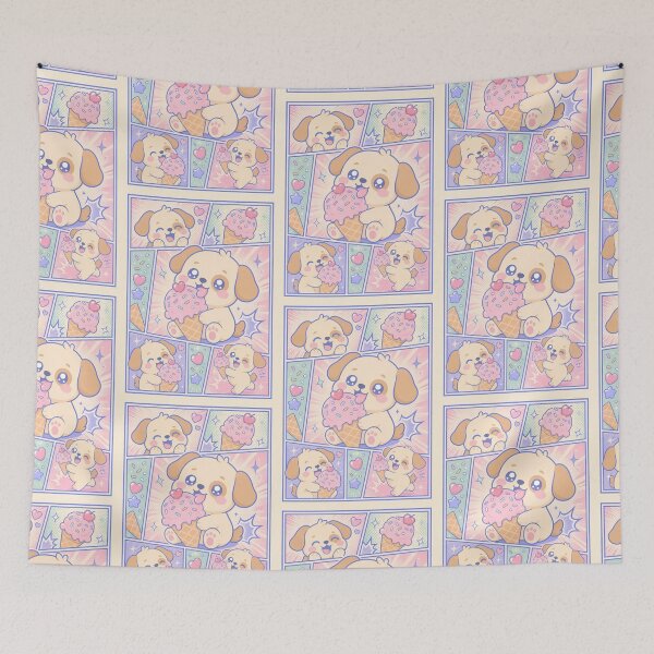 Item preview, Kawaii Puppy Ice Cream Comic Panels designed and sold by Gift Phrase Studio.
