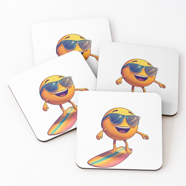 Item preview, Cool Sunglasses Emoji Surfing – Summer Vibes Cartoon T-Shirt Design designed and sold by MerchWSzpilkach.