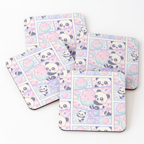 Item preview, Kawaii Panda Cotton Candy Comic Panels designed and sold by Gift Phrase Studio.