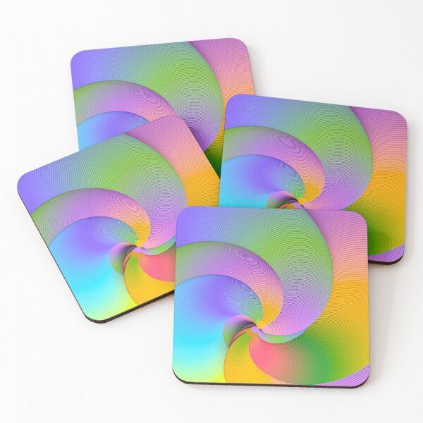 Item preview, 3D Pastel Spiral Quadruple – Rainbow Vortex Abstract Parametric Geometric Digital Art designed and sold by Keltoi-art.