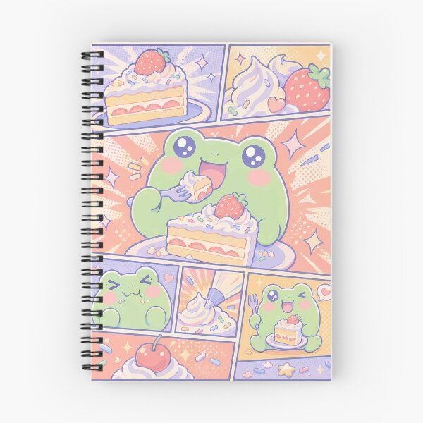 Item preview, Kawaii Frog Strawberry Cake Comic Panels designed and sold by Magmashup.