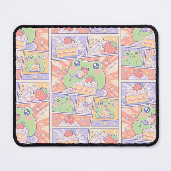 Item preview, Kawaii Frog Strawberry Cake Comic Panels designed and sold by Gift Phrase Studio.