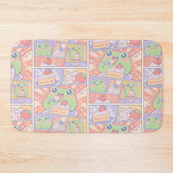 Item preview, Kawaii Frog Strawberry Cake Comic Panels designed and sold by Gift Phrase Studio.