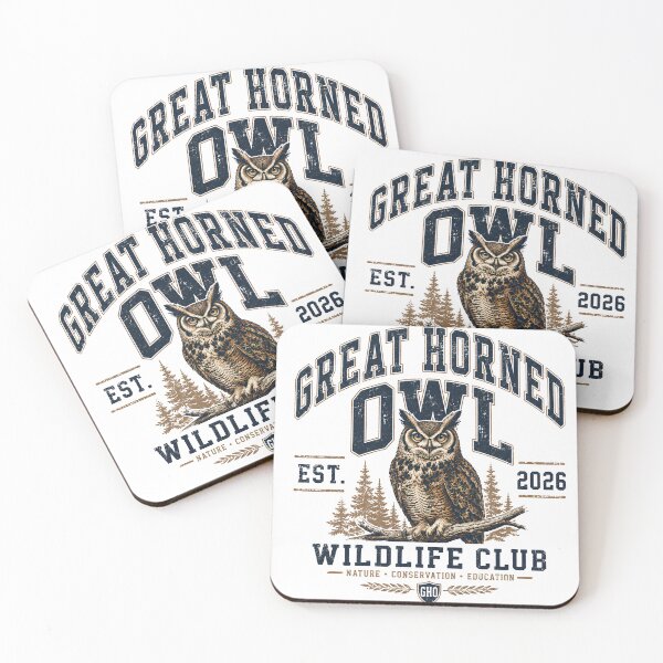 Item preview, Great Horned Owl Vintage College Wildlife Club Design designed and sold by PawverseDesigns.