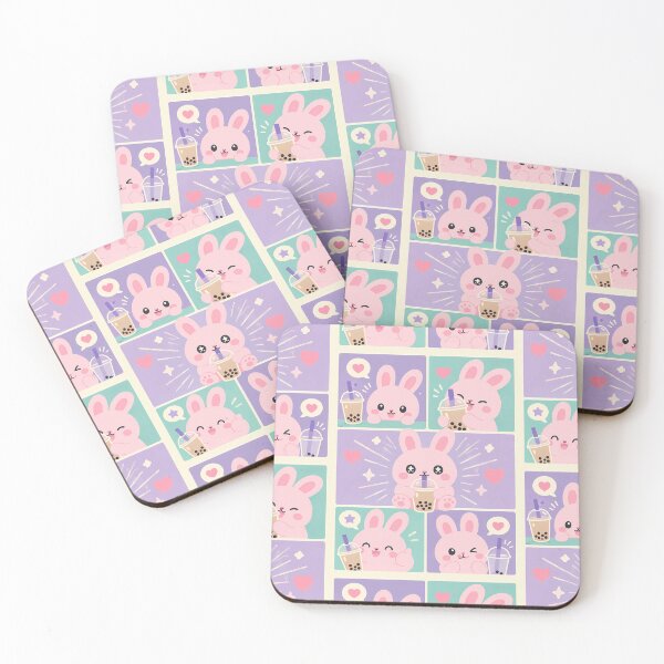Item preview, Kawaii Bunny Bubble Tea Comic Panels designed and sold by Gift Phrase Studio.